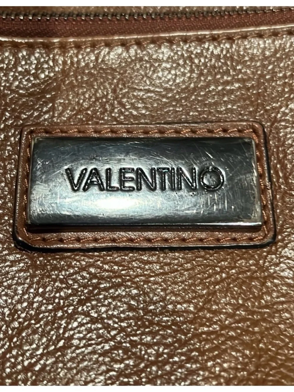 Valentino Brown Leather Duffel with Black Strap